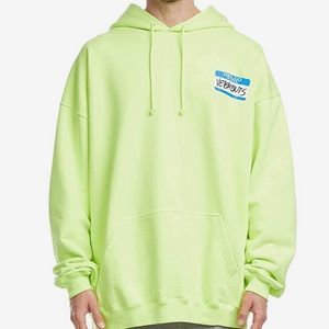 NEW Vetements My Name Is Nametag Neon Hoodie Sweatshirt L
